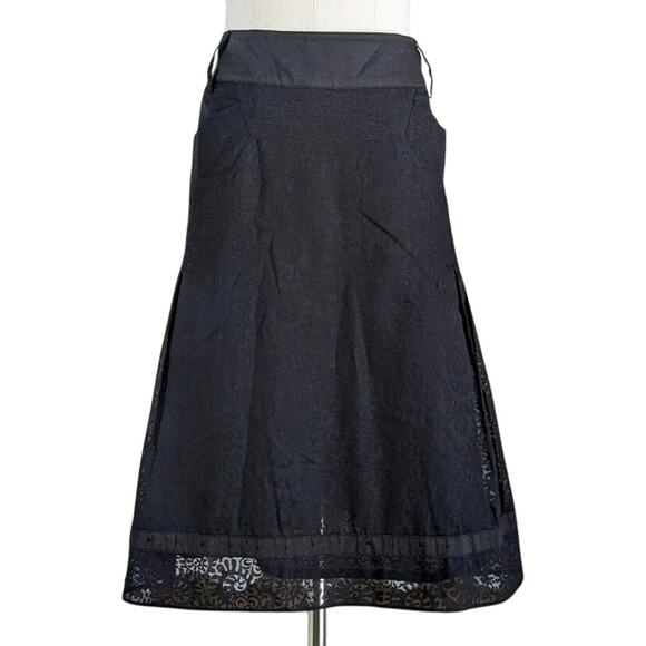 Vintage Apriori Black Jacquard A-Line Skirt - Laser-Cut Hem Detail - Picture 1 of 5